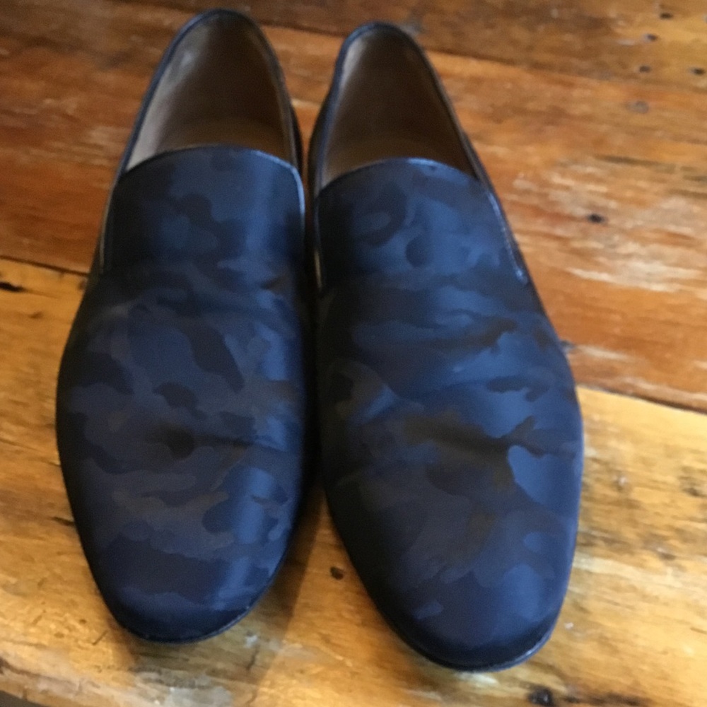 Men's Navy Paul Stuart Portland Camouflaged Slip Ons - Picture 3 of 6
